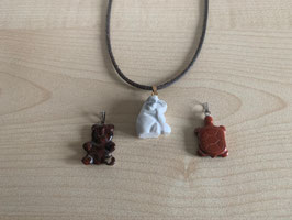 3er Set Tier-Anhänger mit Öse und 1 Lederband, schwarz - Set 3
