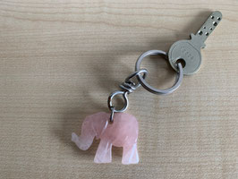 Rosenquarz-Elefant-Schlüsselanhänger