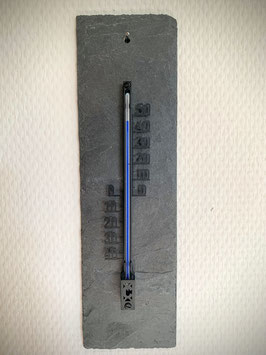 Thermometer auf Schieferplatte, Kunststoff, 16 cm, schwarz - 2