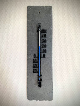Thermometer auf Schieferplatte, Metall, 16 cm, schwarz - 1