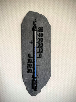 Thermometer auf Schieferplatte, Metall, 27 cm, schwarz - 1