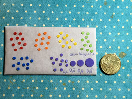 Wachsmotiv mini 2mm Kreise / Punkte Regenbogen Set je 10 pro Farbe