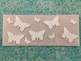 Wachsmotiv Schmetterlinge Set weiß 10 Stk. im Set -5 kleine (1cm) und 5 große (2,5cm) Schmetterlinge
