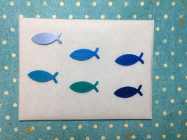 Wachsmotiv kleine Fische hellblau,lichtblau,mittelblau,türkis,petrol,enzian im Set 6 Stk.