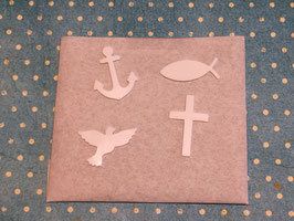 Wachsmotiv mini Kreuz,Taube,Fisch und Anker im Set perlmutt