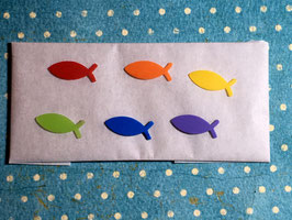 Wachsmotiv kleine Fische Regenbogen rot,orange,gelb,grün,blau,lila jw. 1 im Set 6 Stk.