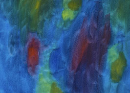Malen auf dem blauen Hintergrund.