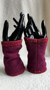 Paire de manchons en laine bouillie - Pourpre