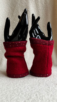 Paire de manchons en laine bouillie - Rouge carmin