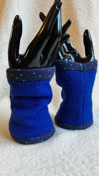 Paire de manchons en laine bouillie - Bleu