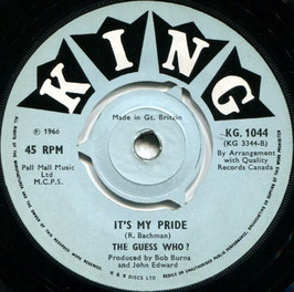 Guess Who? (The) ‎– His Girl / It's My Pride - UK King Records KG 1044