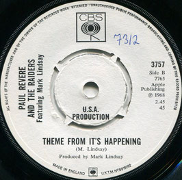 Paul Revere And The Raiders‎ - Cinderella Sunshine / Theme From It's Happening - UK CBS 3757