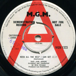 Suzi Jane Hokom ‎- Need All The Help I Can Get / Home (I'm Home) - UK MGM MGM 1323