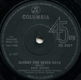 Hank Marvin - Sacha / Sunday For Seven Days - UK Columbia DB 8601