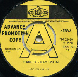 Brigitte Bardot - Harley-Davidson / Contact - UK Pye International  7N 25450