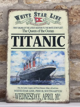 Plaque métal repro tôle vintage Titanic