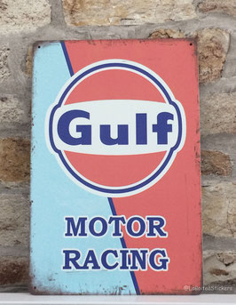 Plaque métal repro tôle vintage Gulf Motor Racing