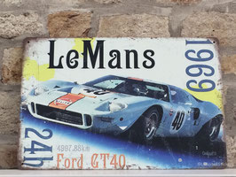 Plaque métal repro tôle vintage Le Mans 1969 GT40