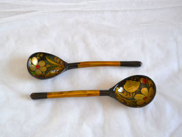 Handbemalte russische Folklore Holzlöffel (2 Stück) Khokhloma