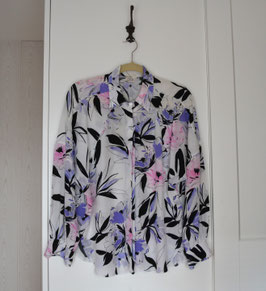 Bluse langarm weiß-schwarz-pink-blau