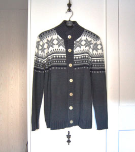 Herren Strickjacke, grau-weiß