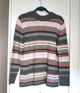 Pullover grau-rosa-weiß
