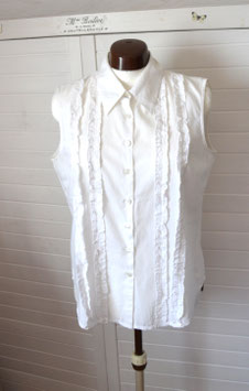 Bluse weiß, ärmellos mit Rüschen