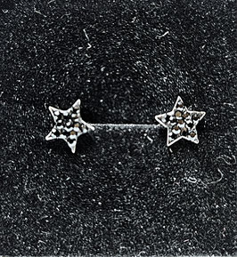Silberohrstecker Stern schwarz