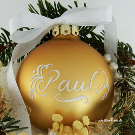 10 Weihnachtskugeln mit Namen, Design Neo-Klassik, gold, matt