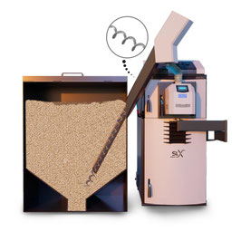 Attack Pellet 30 Plus Automatik mit Pelletbrenner und Pelletspeicher-1,5m Förderschnecke