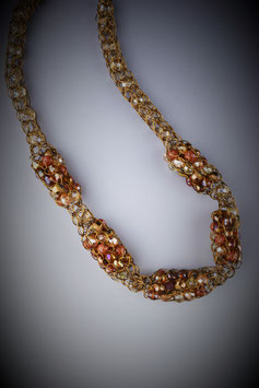 "Shades of Dusk" Beaded Alternating Style French Knit Necklace