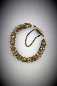 Delicate "Shades of Yellow" Beaded French Knit Bracelet.