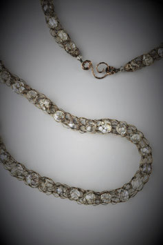 "Shades of Clear Crystal" Beaded French Knit Rope Necklace