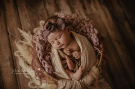 Runde Wolldecke mit handgemachten Locken "Mauve"