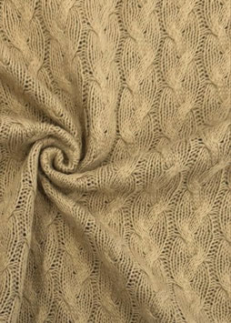 Decke  Zopf Jacquard - light brown