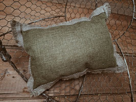 Kissen " Jute khaki mit Bordüre"
