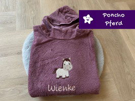 Personalisierter Badeponcho bestickt mit Name und Pferd oder Wunschmotiv