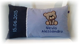 Namenskissen Kissen Name Teddy blau