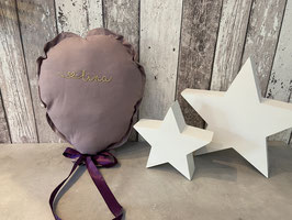 Ballon Kissen personalisiert lila gold Namenskissen Luftballon Wanddeko