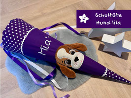 Schultüte Hund mit 3D Ohren lila
