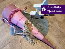 Schultüte Pferd altrosa rosa Blüten