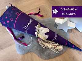 Schultüte Einhorn lila Sterne pink