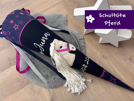 Schultüte Pferd lila Sterne pink