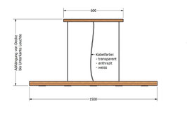 EICHE NATUR Bretthängeleuchte Länge 1500mm / NATURAL OAK board hanging light length 1500mm