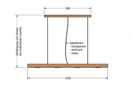 EICHE NATUR Bretthängeleuchte Länge 1200mm / NATURAL OAK board hanging light length 1200mm