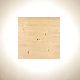 FICHTE NATUR Wandleuchte quadratisch Massivholzplatte / Square wall lamp spruce wood panel