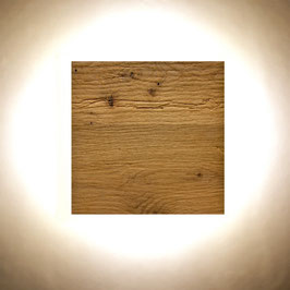 EICHE GEBÜRSTET Wandleuchte quadratisch Massivholzplatte / Square wall lamp oak wood panel