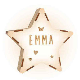 Houten ster met Naam - groot