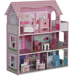 Roze Poppenhuis groot inclusief meubels