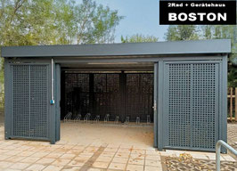 Typ A - BOSTON 589.420  Stahl-Design Fahrrad-Haus mit 2flg. Schiebetür